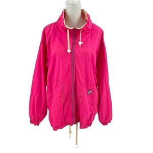 Vintage 80's Nylon Full Zip Windbreaker Jacket Hot Pink Pacific Trail sz Medium